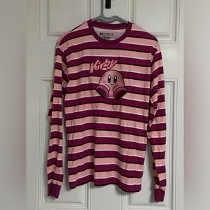 2- BOX LUNCH Hot Pink KIRBY Stripe Pullover T-Shirt